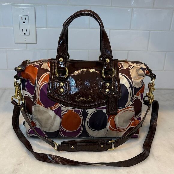 Coach Handbags - Coach Bag Purse Handbag Pocketbook Multicolor Sateen Ashley Scarf Print Satchel
